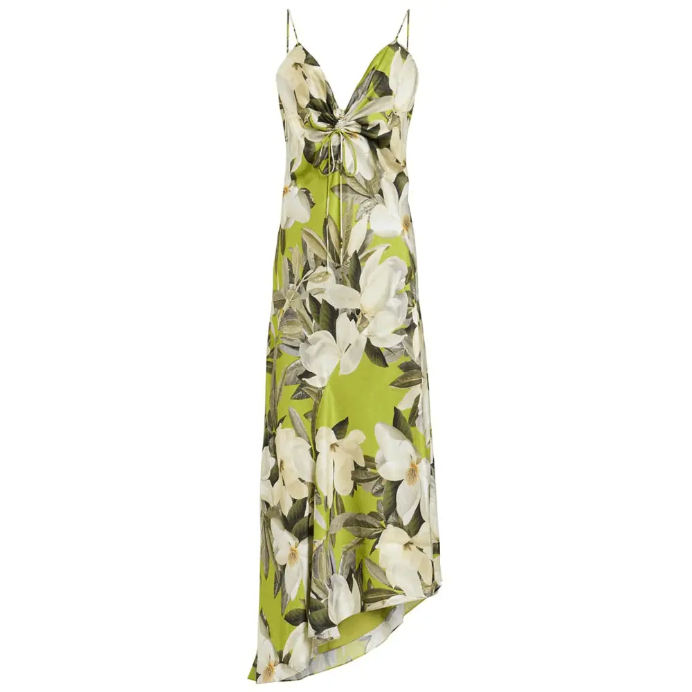 AllSaints Alexia V-Neck Drawstring Midi Slip Dress